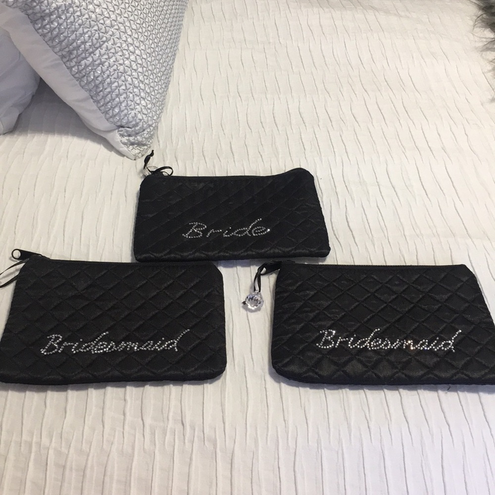 BRIDE and 2 BRIDESMAID quilted pouches